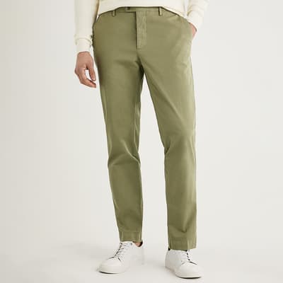 Green Cotton Blend Trousers