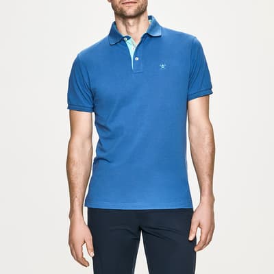Blue Logo Cotton Polo Shirt