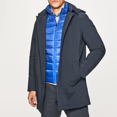 Blue 3 In 1 Puffer and Longline Jacket with Hood