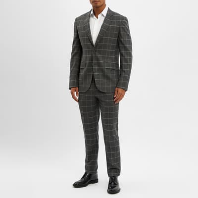 Grey Check Stretch Wool Suit