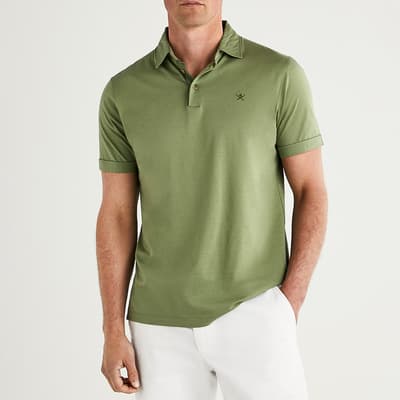 Green Cotton Polo with Embroidered Logo