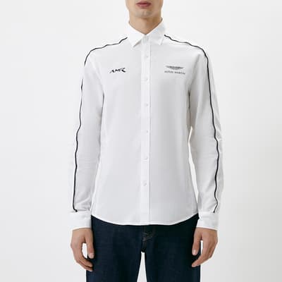 White AMR Contrast Piping Cotton Shirt
