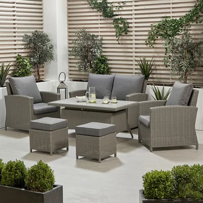 Barbados 2 Seater Lounge Set with Ceramic Top, Slate Grey
