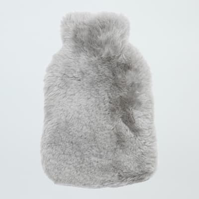 Grey Shearling Hot Water Bottle Cover