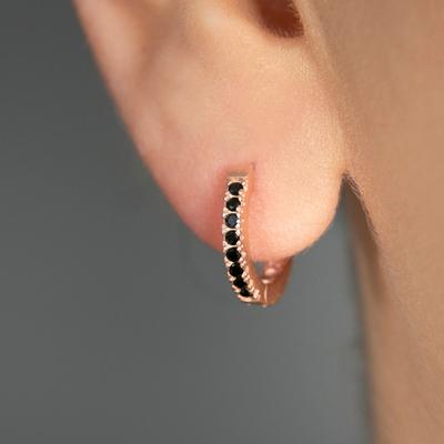 Black & Rose Gold Huggie Earrings