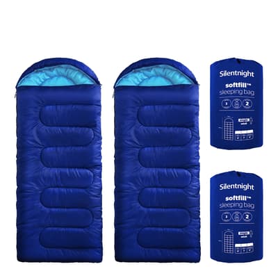Camping Collection 2 Pack Adult Sleeping Bag, Blue