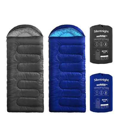 Camping Collection 2 Pack Adult Sleeping Bag, Blue &Amp; Black