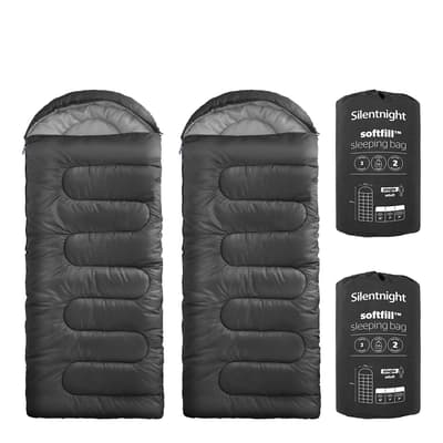 Camping Collection 2 Pack Adult Sleeping Bag, Black