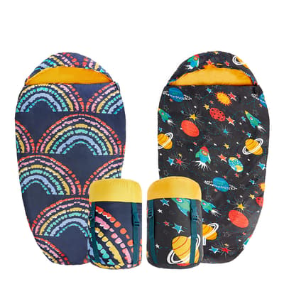 Camping Collection 2 Pack Kids Sleeping Bag, Rainbow And Space