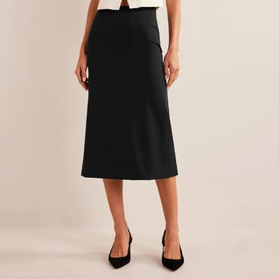 Black Straight Jersey Midi Skirt