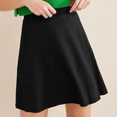 Black Jersey Wrap Mini Skirt