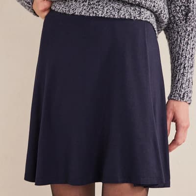 Navy Jersey Wrap Mini Skirt