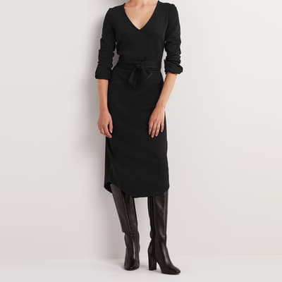 Black Column Jersey Midi Dress
