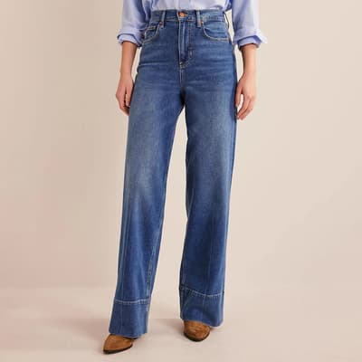 Blue Full Length Stretch Straight Jeans
