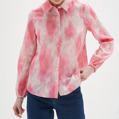 Pink Dimitra Printed Cotton Blend Shirt