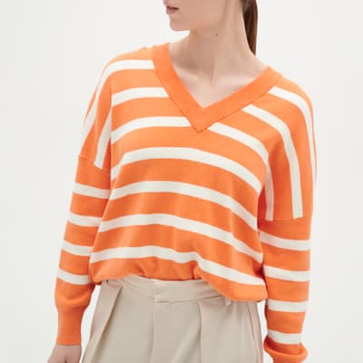 Orange Stripe Foster Cotton Jumper