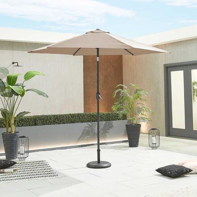 Antigua Grey Frame Aluminium Parasol 2.7m Round, Taupe