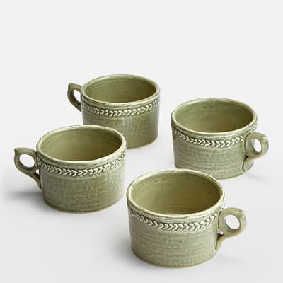 Set of 4 Green Hillcrest Mugs