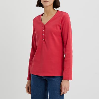 Red Long Sleeved Ribbed T-Shirt