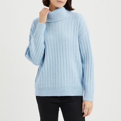 Blue Speckled Soft Roll Neck Knit
