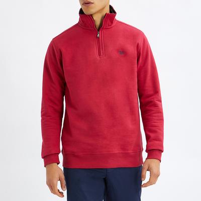 Red Cotton 1/2 Zip Sweatshirt