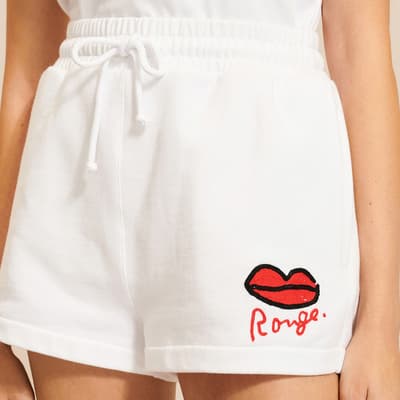 White Cotton Embroidered Shorts