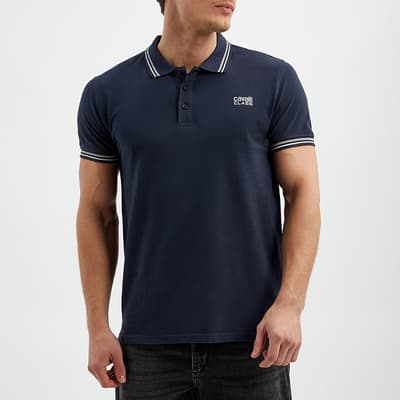 Navy Small Crest Polo Top