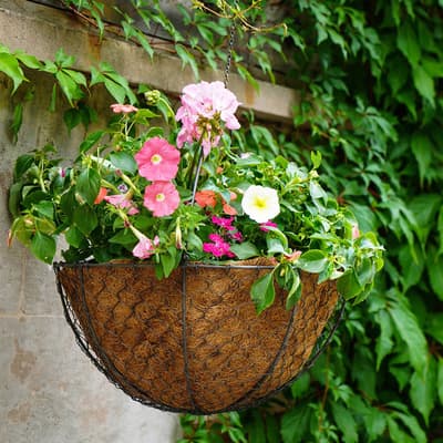 Outdoor Hanging Wired Netted Basket, Zinc