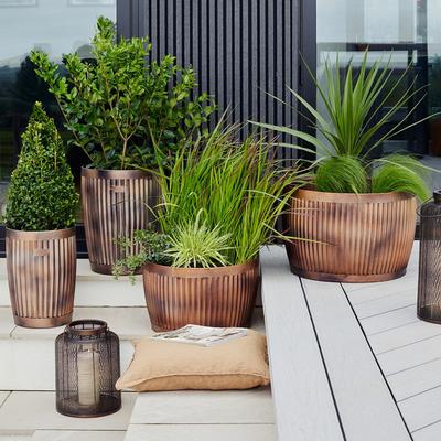 Outdoor Hampton Copper Bowl Planter Set of 2