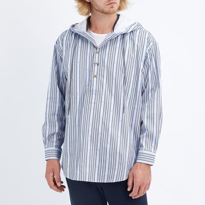 Pale Blue Hooded Cotton Shirt