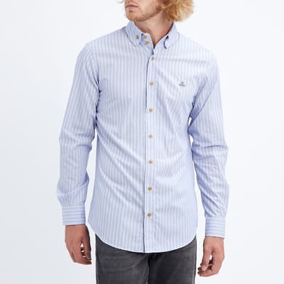 Blue 2 Button Krall Striped Cotton Shirt