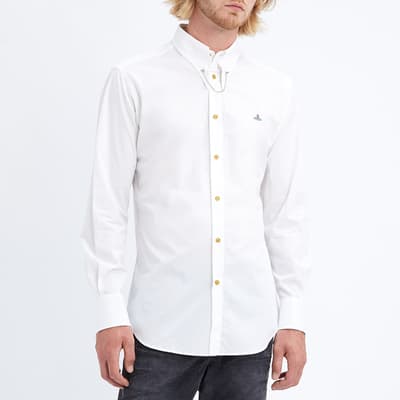 White Clip Neck Cotton Shirt