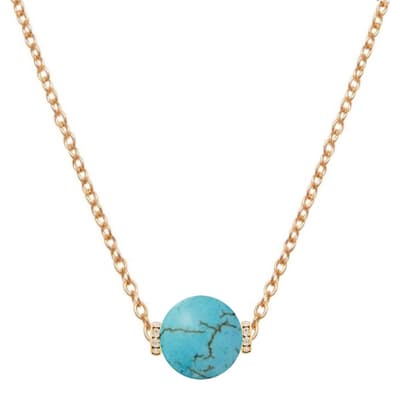 18K Gold Turquoise Embellished Solitaire Necklace