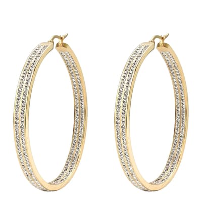 18K Gold Large Hoop Embellished Earrings
