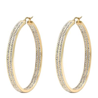 18K Gold Large Hoop Embellished Earrings