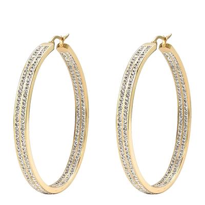 18K Gold Large Hoop Embellished Earrings