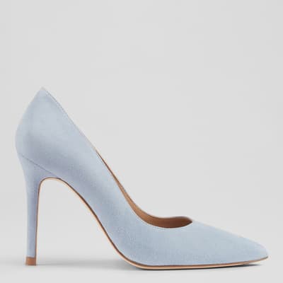 Pale Blue Suede Pointed Toe Courts
