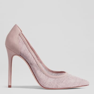 Pink Madelyn SheerTextured Leather Heeled Courts