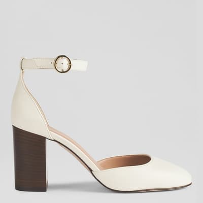 White Simmi Two Part High Heel Leather Court Shoes