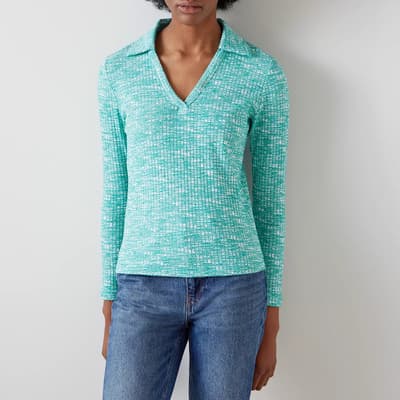Blue Ives Ribbed Long Sleeve Top