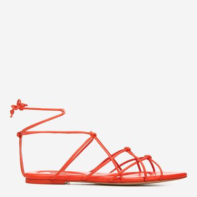 Women's Red Kenna Knotted Leather Gladiator Sandals