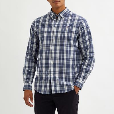 Navy/White Poplin Check Shirt