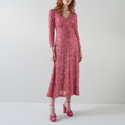 Pink Gabrielle V-Neck Midi Dress