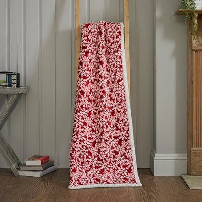 Flakes 125x150cm Throw, Red/White
