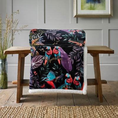 Exotic Birds  140x180cm Throw, Black/Multi