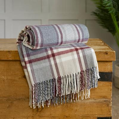 Malvern Check 140x185cm Throw, Natural/Grey