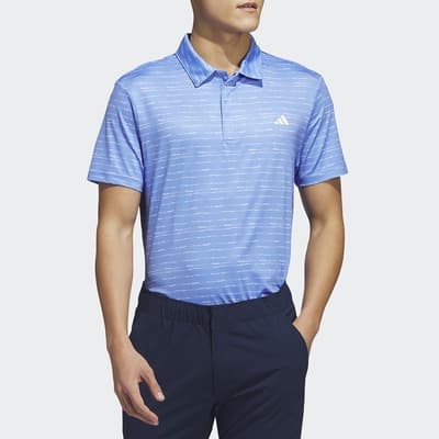 Blue Striped Zip Up Golf Polo Shirt
