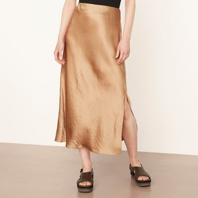 Gold Side Slit Slip Skirt