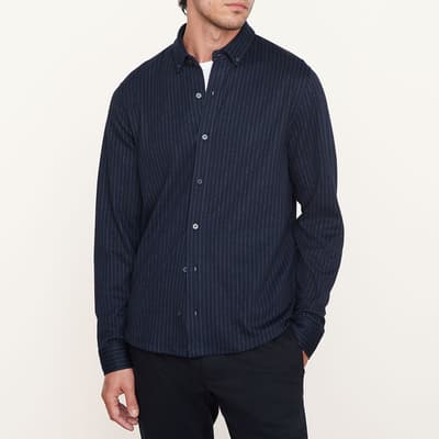 Navy Stripe Detail Cotton Blend Shirt