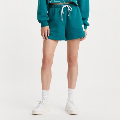 Teal Graphic Court Cotton Blend Shorts